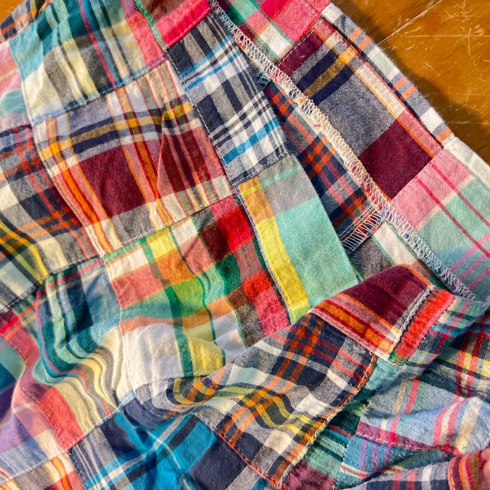 J.Crew Patchwork Madras Shorts 14 Womens City Fit Plaid Preppy Summer Coastal - Picture 3 of 10